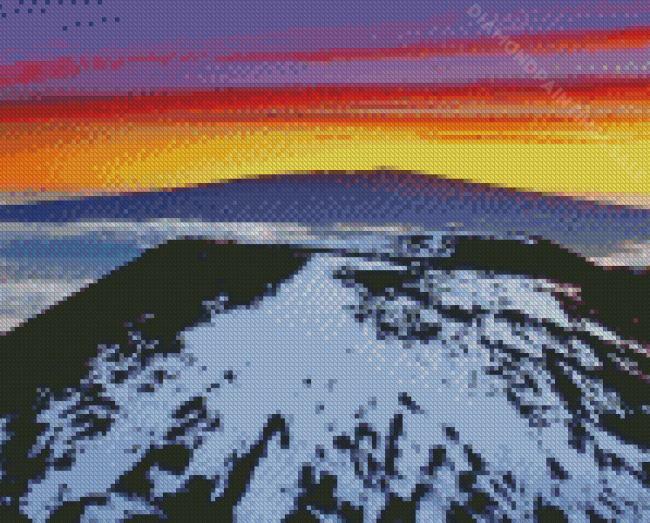 Hawaii Snowy Mountain Sunset Diamond Paintings