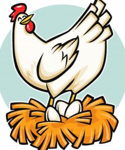 Illustration Chicken With Eggs Diamond Painting