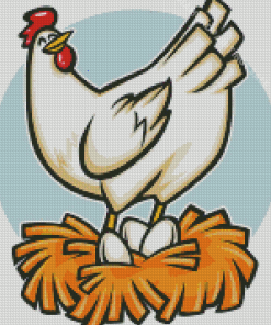 Illustration Chicken With Eggs Diamond Paintings