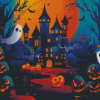 Illustration Halloween Castle Diamond Paintings