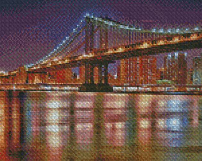 Manhattan Bridge By Night Diamond Paintings