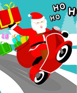 Merry Christmas Santa With Motorcycle Diamond Painting