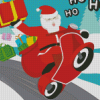 Merry Christmas Santa With Motorcycle Diamond Paintings