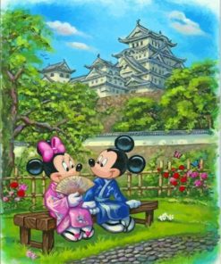 Mickey And Minnie In Japanese Garden Diamond Painting