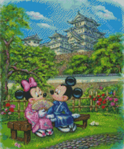 Mickey And Minnie In Japanese Garden Diamond Paintings