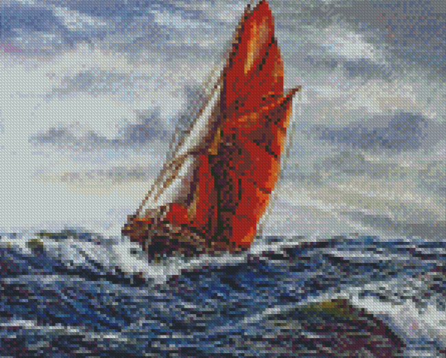 Ocean Waves Thames Sailing Barge Diamond Paintings