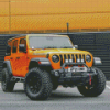 Orange Jeep Car Diamond Paintings