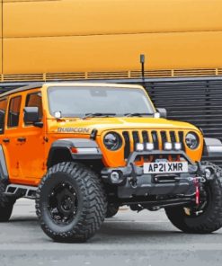 Orange Jeep Car Diamond Painting