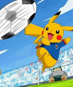 Pikachu Playing Football Diamond Painting