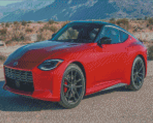 Red Nissan Z Car Diamond Paintings