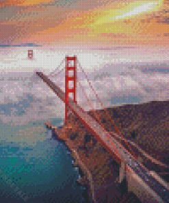 San Francisco Golden Gate Bridge In Fog Diamond Paintings