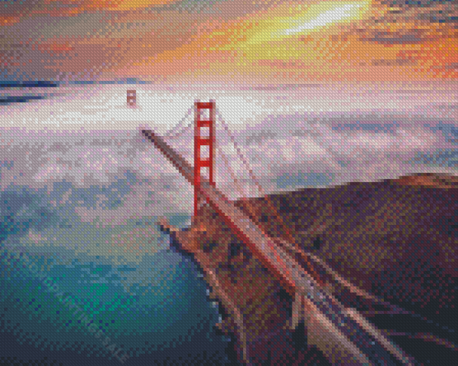 San Francisco Golden Gate Bridge In Fog Diamond Paintings