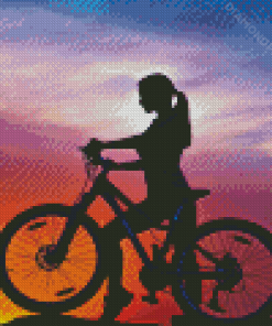 Sporty Girl With Bike Silhouette Diamond Paintings