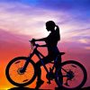 Sporty Girl With Bike Silhouette Diamond Painting