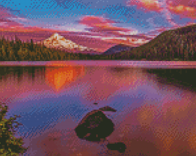 Sunset At Mt Hood Lost Lake Diamond Paintings