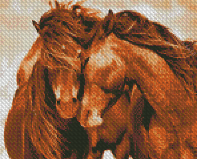Two Horses In Love Diamond Paintings