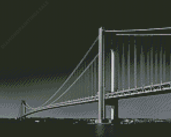 Verrazzano Narrows Bridge In Black And White Diamond Paintings