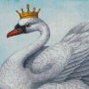 White Princess Swan With Crown Diamond Paintings