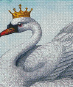White Princess Swan With Crown Diamond Paintings