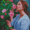 Woman And Roses Diamond Paintings