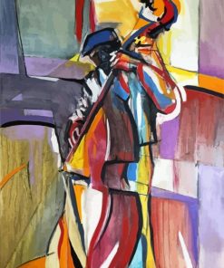 Abstract Double Bass Player Diamond Painting