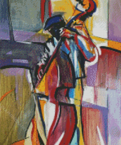 Abstract Double Bass Player Diamond Paintings