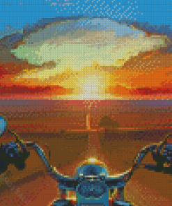 Abstract Motorcycle In Sunset Diamond Paintings