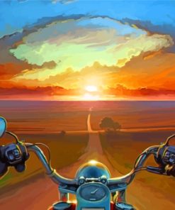 Abstract Motorcycle In Sunset Diamond Painting