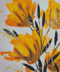 Abstract Yellow Flowers Diamond Paintings