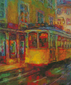 Abstract Yellow Streetcar Diamond Paintings