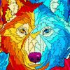Abstract Fire And Ice Wolves Diamond Painting