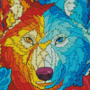 Abstract Fire And Ice Wolves Diamond Paintings