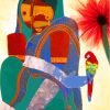 Abstract Parrot And Indian Woman Diamond Painting