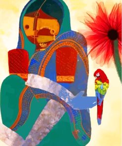Abstract Parrot And Indian Woman Diamond Painting