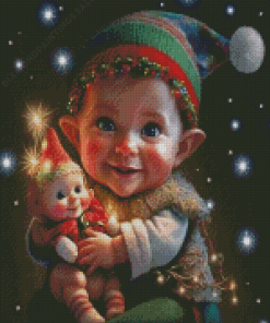 Baby Christmas Elf Diamond Paintings