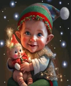 Baby Christmas Elf Diamond Painting