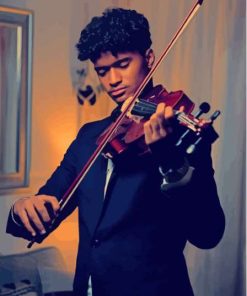 Black Man Posing Violin Diamond Painting