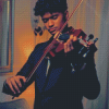 Black Man Posing Violin Diamond Paintings