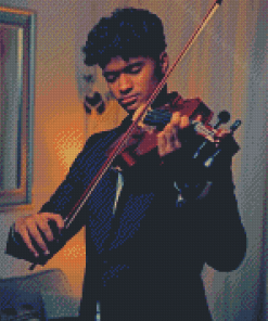 Black Man Posing Violin Diamond Paintings