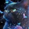 Black Cat And Butterflies Diamond Painting