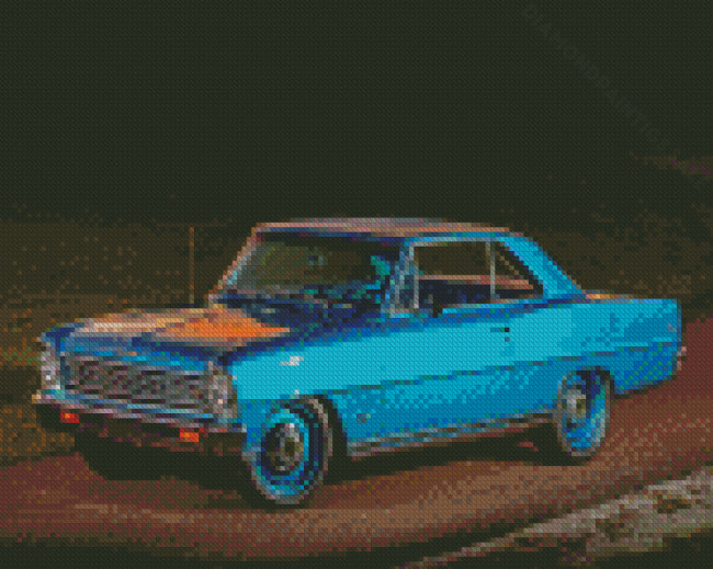 Blue Chevy II Car Diamond Paintings