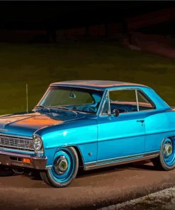 Blue Chevy II Car Diamond Painting