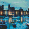 Caernarfon Castle Harbour At Night Diamond Painting