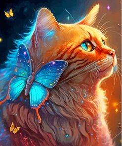 Cat And Butterflies Diamond Painting