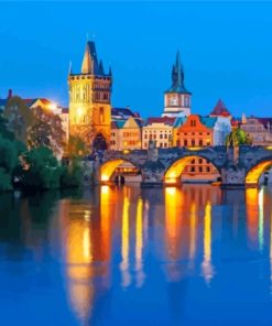 Charles Bridge Prague By Night Diamond Painting