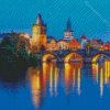 Charles Bridge Prague By Night Diamond Paintings