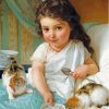 Child And Kittens Diamond Painting