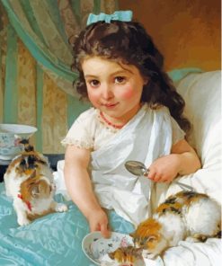 Child And Kittens Diamond Painting