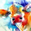 Colorful Watercolor Cow Diamond Painting