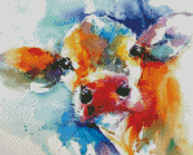 Colorful Watercolor Cow Diamond Paintings